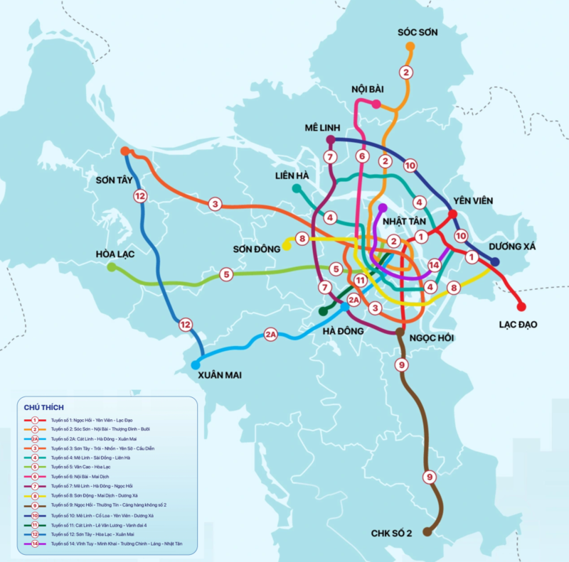 Bức tranh tổng thể về Quy Hoạch Đường Sắt Đô Thị Hà Nội