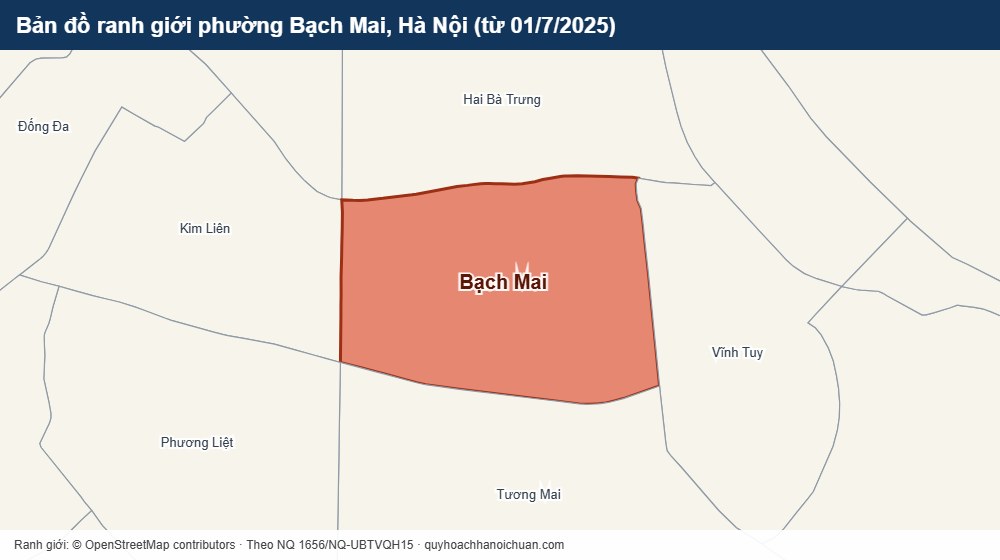 Bản đồ ranh giới phường Bạch Mai, Hà Nội