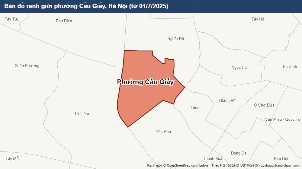 Bản đồ ranh giới phường Cầu Giấy, Hà Nội