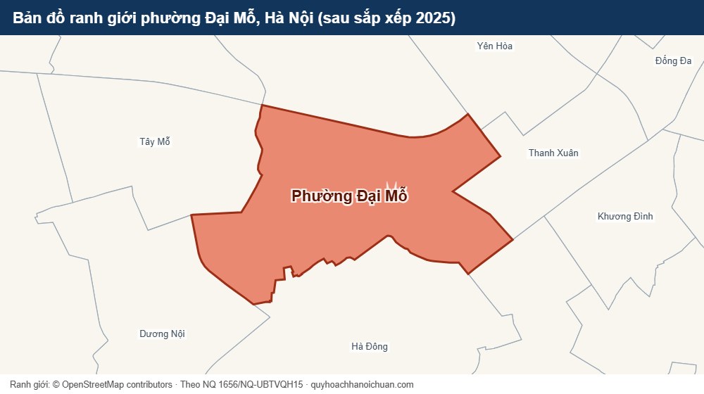 Bản đồ ranh giới phường Đại Mỗ, Hà Nội