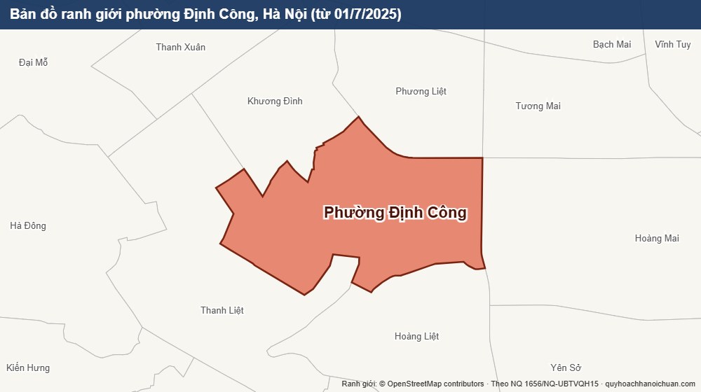 Bản đồ ranh giới phường Định Công, Hà Nội