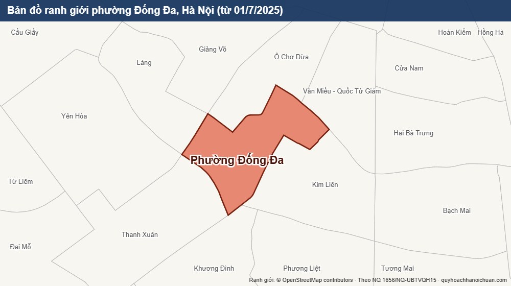 Bản đồ ranh giới phường Đống Đa, Hà Nội