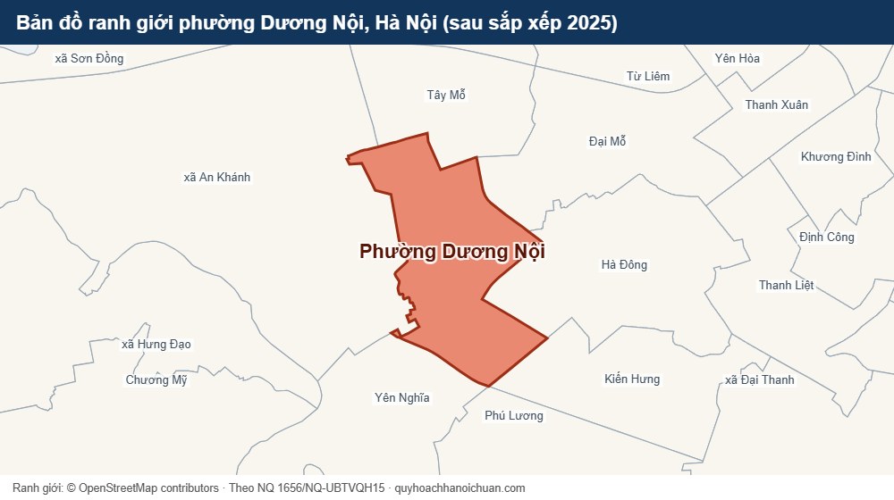 Bản đồ ranh giới phường Dương Nội, Hà Nội