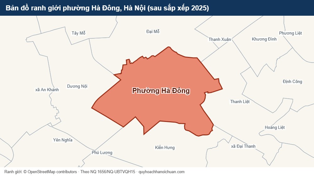Bản đồ ranh giới phường Hà Đông, Hà Nội