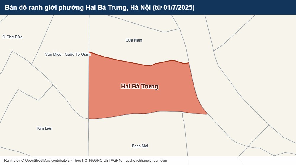 Bản đồ ranh giới phường Hai Bà Trưng, Hà Nội