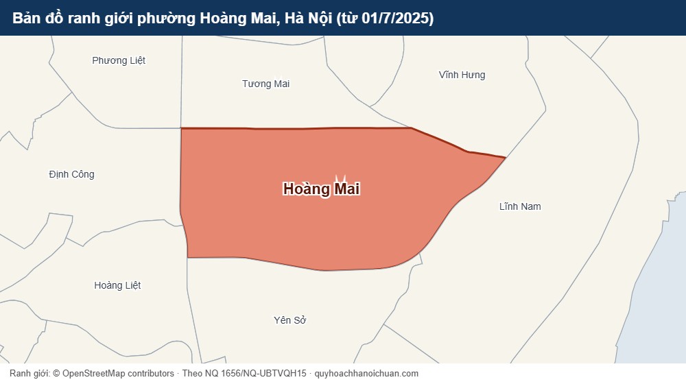 Bản đồ ranh giới phường Hoàng Mai, Hà Nội