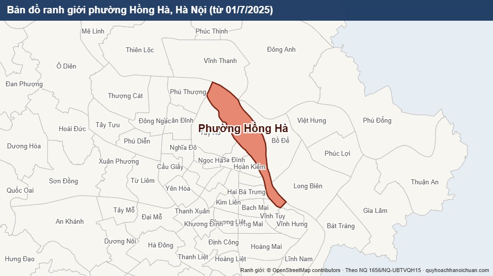 Bản đồ ranh giới phường Hồng Hà, Hà Nội