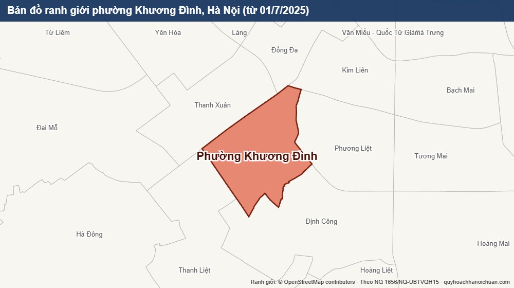 Bản đồ ranh giới phường Khương Đình, Hà Nội