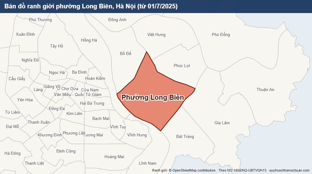 Bản đồ ranh giới phường Long Biên, Hà Nội