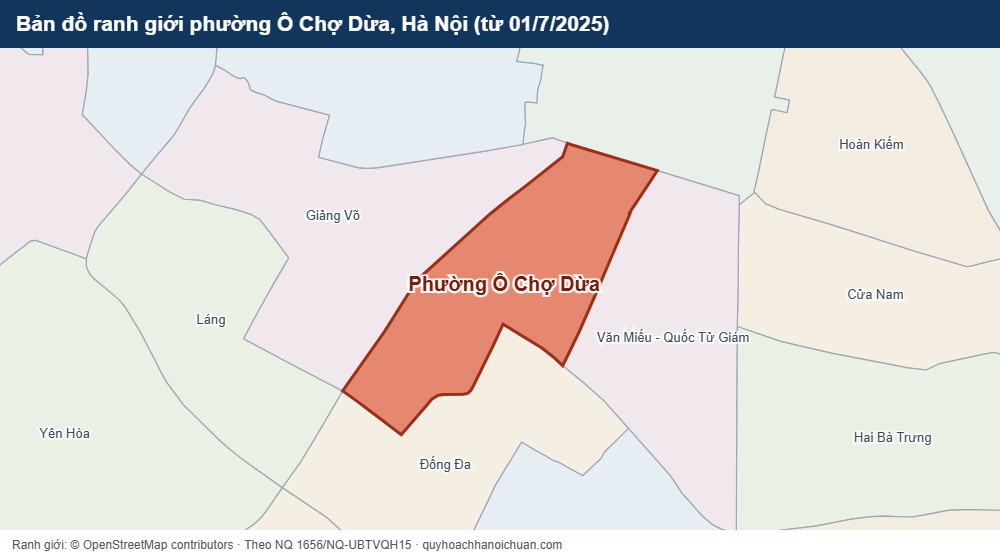 Bản đồ ranh giới phường Ô Chợ Dừa, Hà Nội