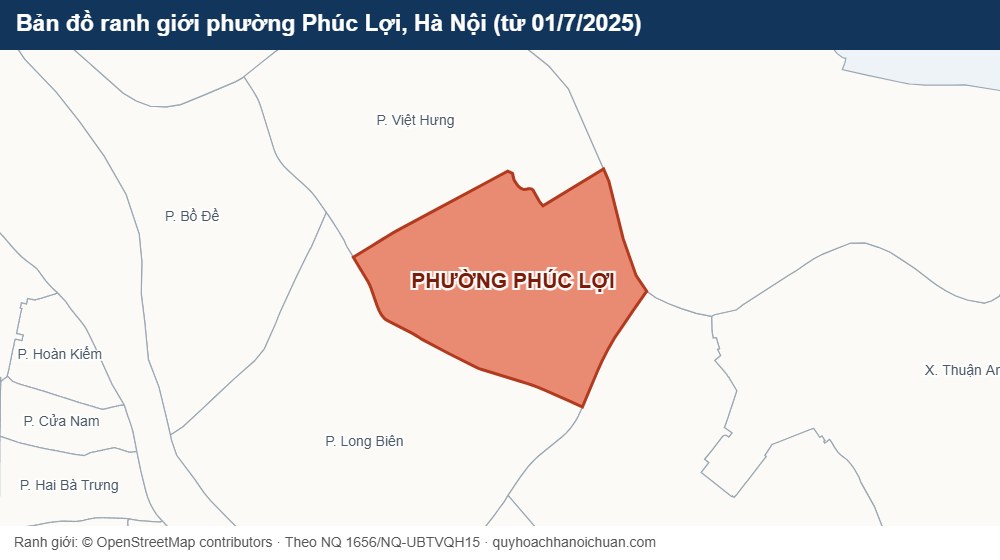 Bản đồ ranh giới phường Phúc Lợi, Hà Nội