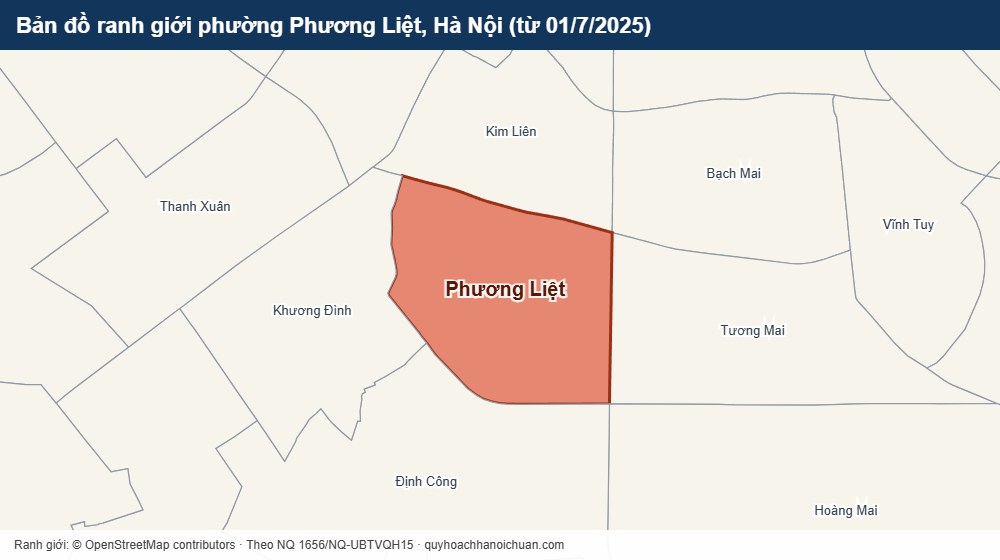 Bản đồ ranh giới phường Phương Liệt, Hà Nội