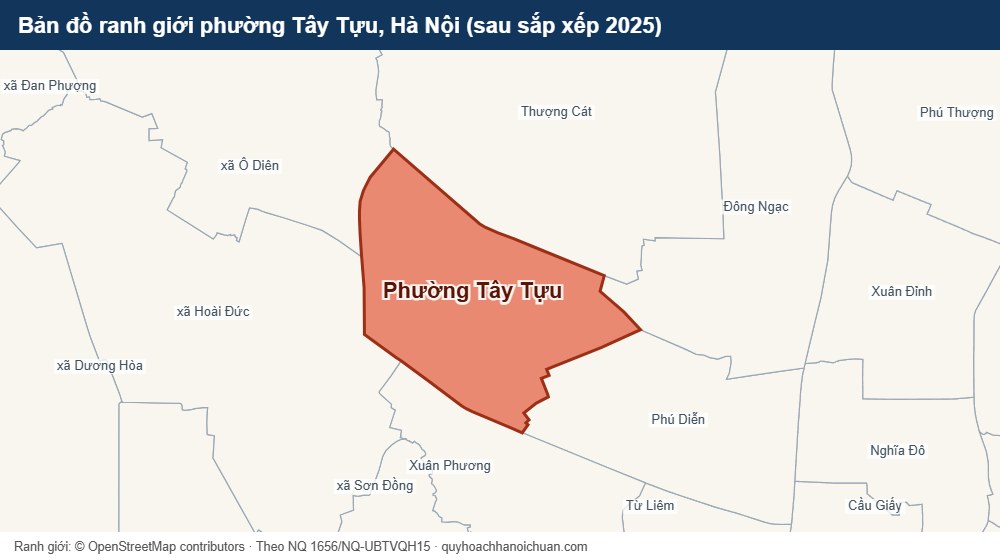 Bản đồ ranh giới phường Tây Tựu, Hà Nội