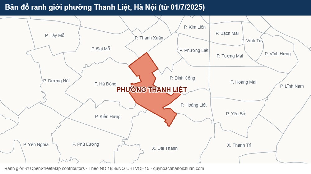 Bản đồ ranh giới phường Thanh Liệt, Hà Nội