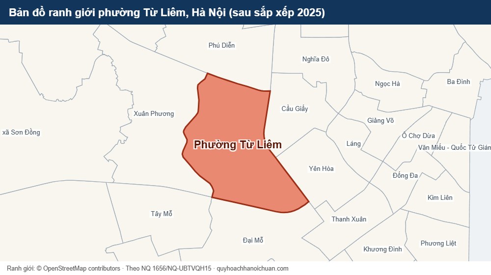 Bản đồ ranh giới phường Từ Liêm, Hà Nội