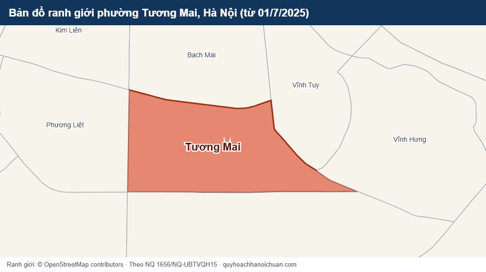 Bản đồ ranh giới phường Tương Mai, Hà Nội