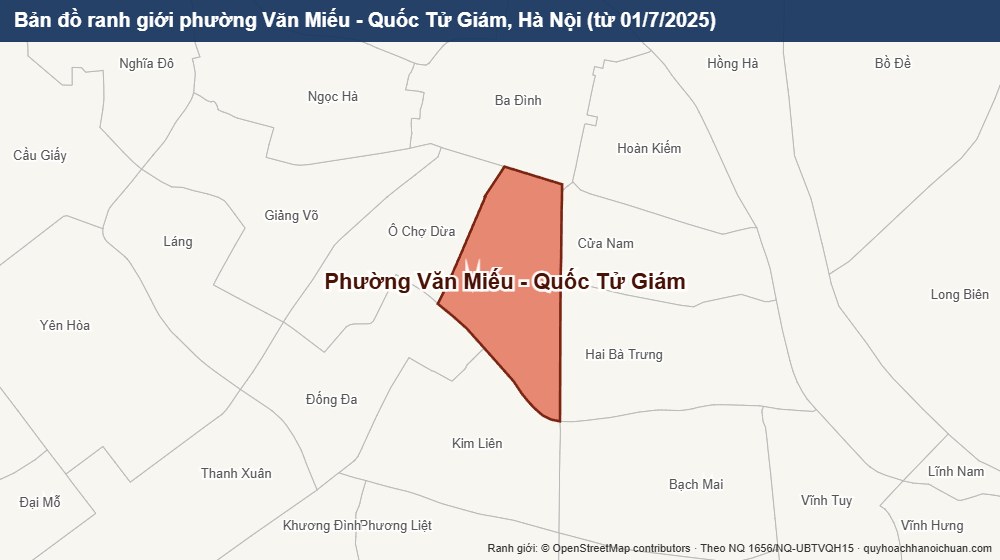 Bản đồ ranh giới phường Văn Miếu - Quốc Tử Giám, Hà Nội