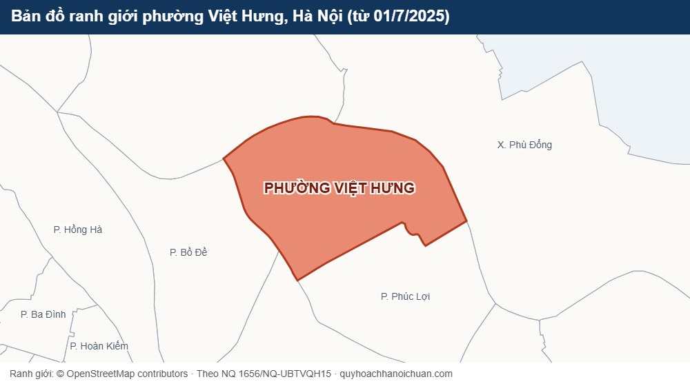 Bản đồ ranh giới phường Việt Hưng, Hà Nội
