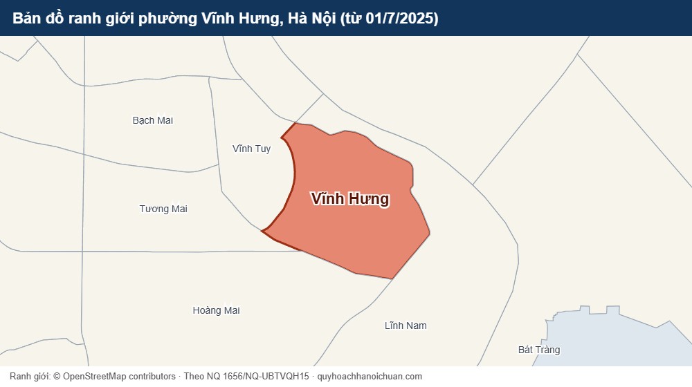 Bản đồ ranh giới phường Vĩnh Hưng, Hà Nội