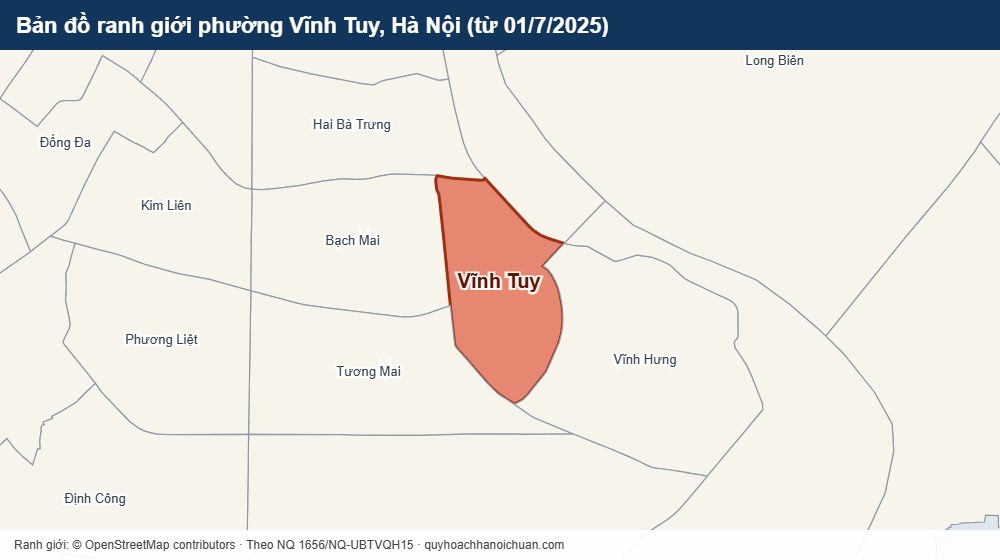 Bản đồ ranh giới phường Vĩnh Tuy, Hà Nội