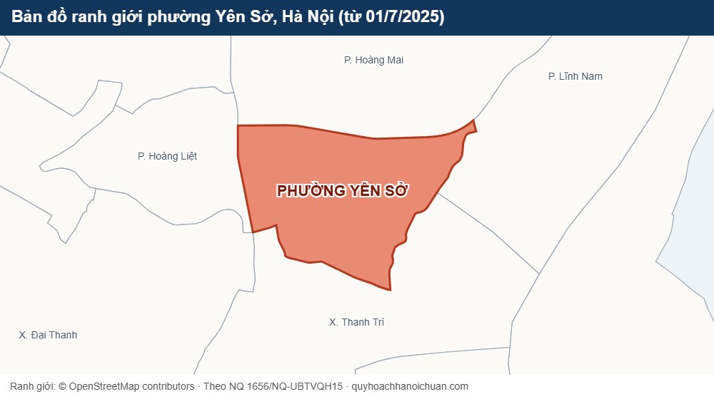 Bản đồ ranh giới phường Yên Sở, Hà Nội