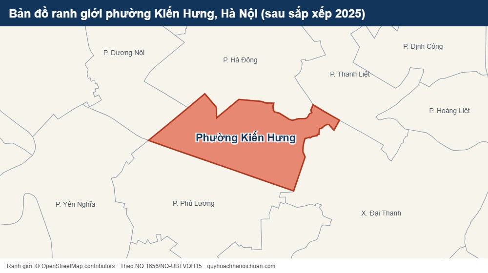 Bản đồ ranh giới phường Kiến Hưng, Hà Nội