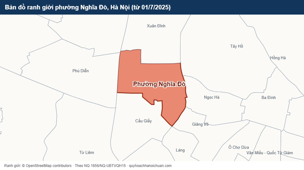 Bản đồ ranh giới phường Nghĩa Đô, Hà Nội
