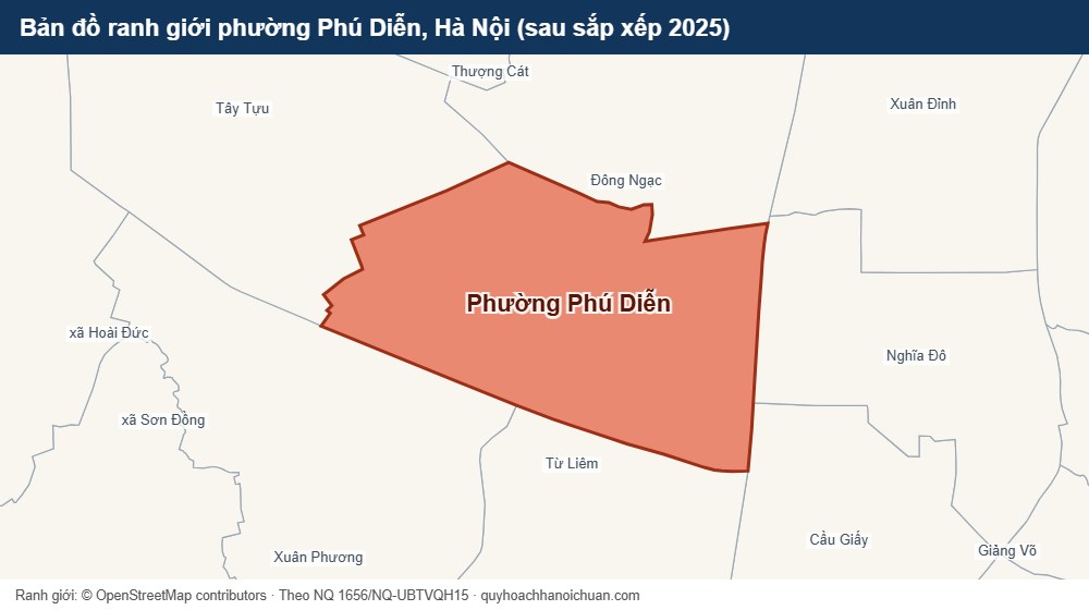 Bản đồ ranh giới phường Phú Diễn, Hà Nội