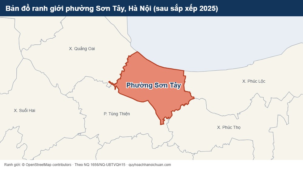 Bản đồ ranh giới phường Sơn Tây, Hà Nội