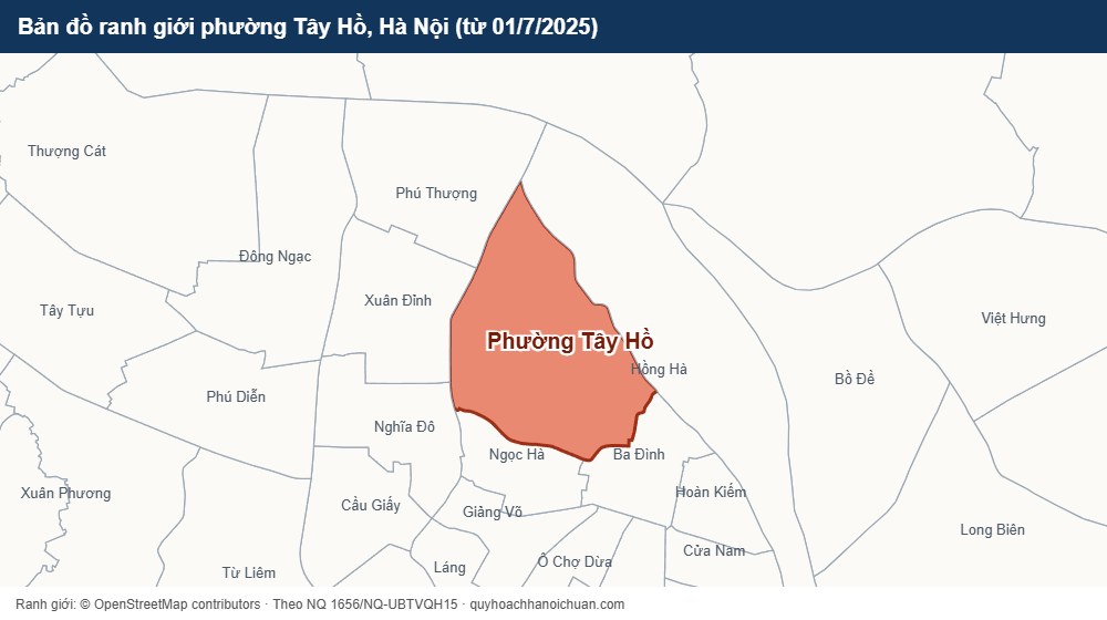 Bản đồ ranh giới phường Tây Hồ, Hà Nội