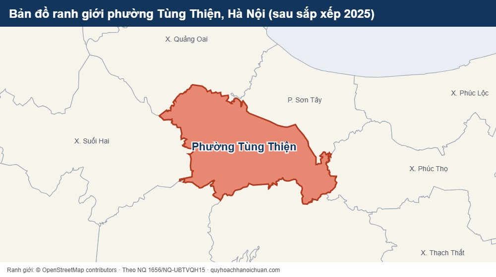 Bản đồ ranh giới phường Tùng Thiện, Hà Nội