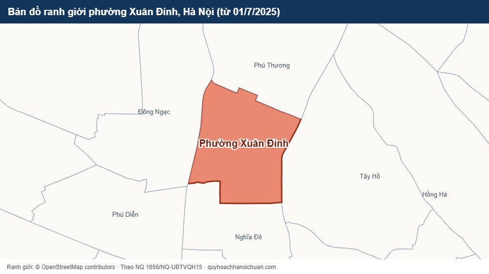 Bản đồ ranh giới phường Xuân Đỉnh, Hà Nội