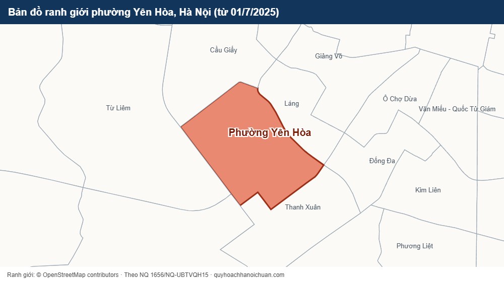 Bản đồ ranh giới phường Yên Hòa, Hà Nội
