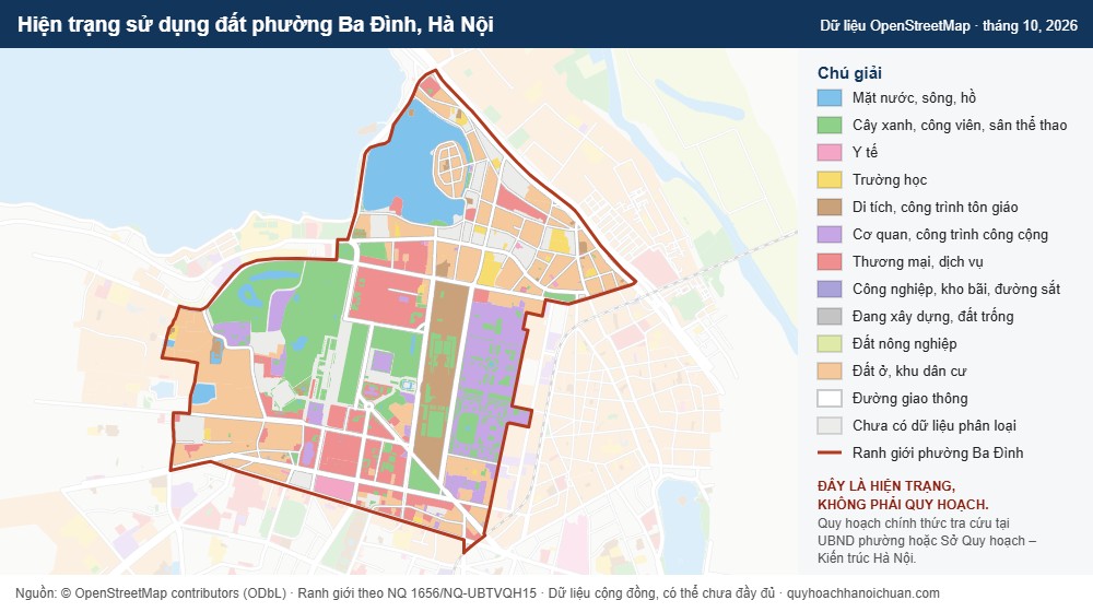 Hiện trạng sử dụng đất phường Ba Đình, Hà Nội (dữ liệu OpenStreetMap)