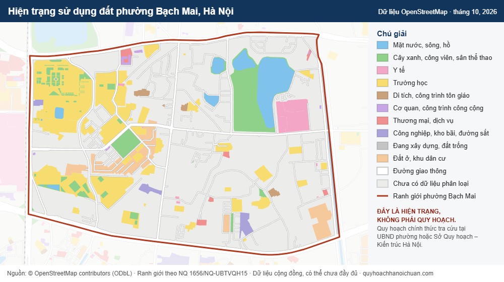 Hiện trạng sử dụng đất phường Bạch Mai, Hà Nội (dữ liệu OpenStreetMap)