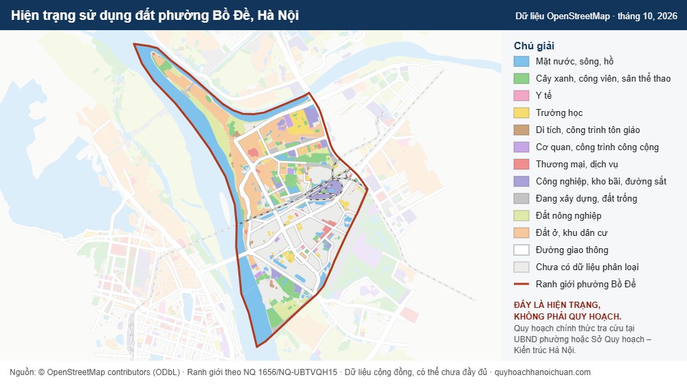 Hiện trạng sử dụng đất phường Bồ Đề, Hà Nội (dữ liệu OpenStreetMap)