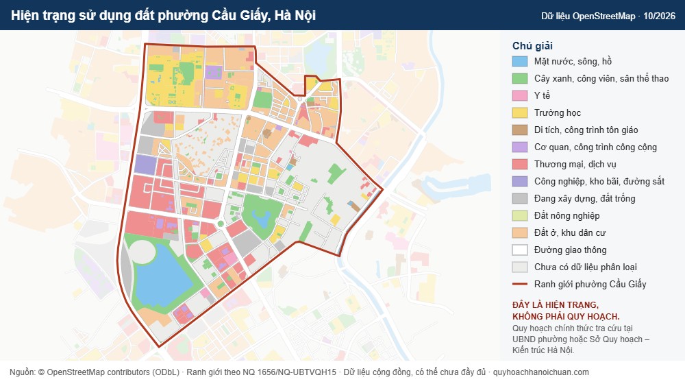 Hiện trạng sử dụng đất phường Cầu Giấy, Hà Nội (dữ liệu OpenStreetMap)
