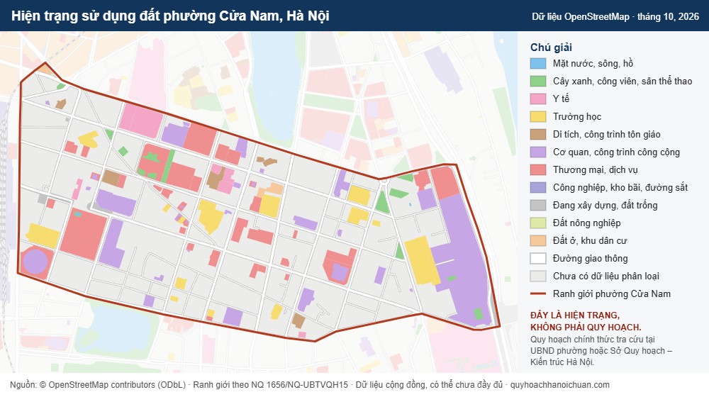 Hiện trạng sử dụng đất phường Cửa Nam, Hà Nội (dữ liệu OpenStreetMap)
