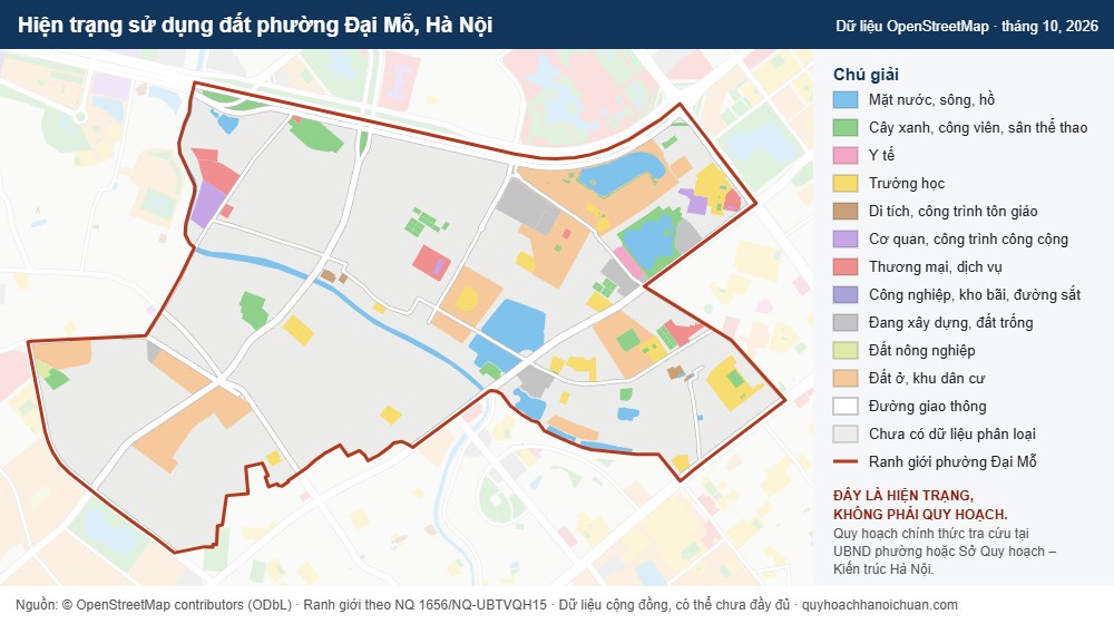 Hiện trạng sử dụng đất phường Đại Mỗ, Hà Nội (dữ liệu OpenStreetMap)