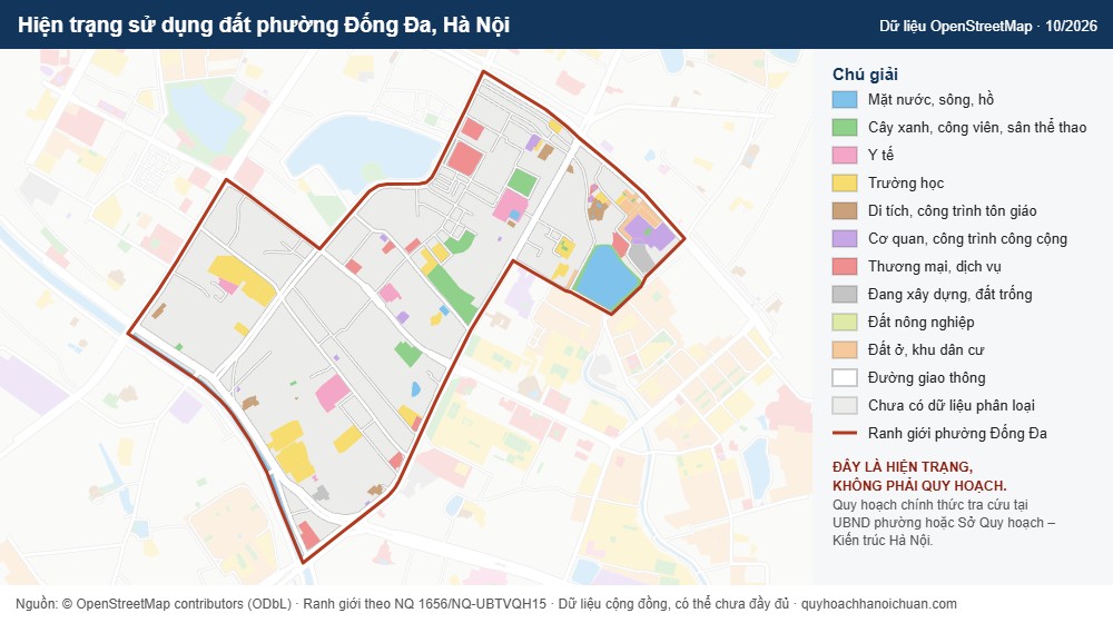Hiện trạng sử dụng đất phường Đống Đa, Hà Nội (dữ liệu OpenStreetMap)