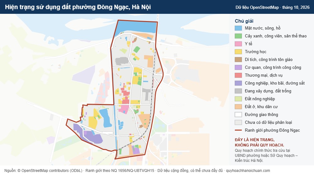 Hiện trạng sử dụng đất phường Đông Ngạc, Hà Nội (dữ liệu OpenStreetMap)