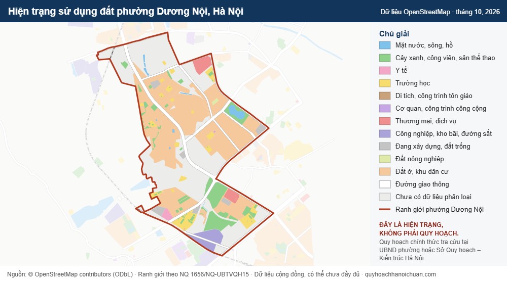 Hiện trạng sử dụng đất phường Dương Nội, Hà Nội (dữ liệu OpenStreetMap)