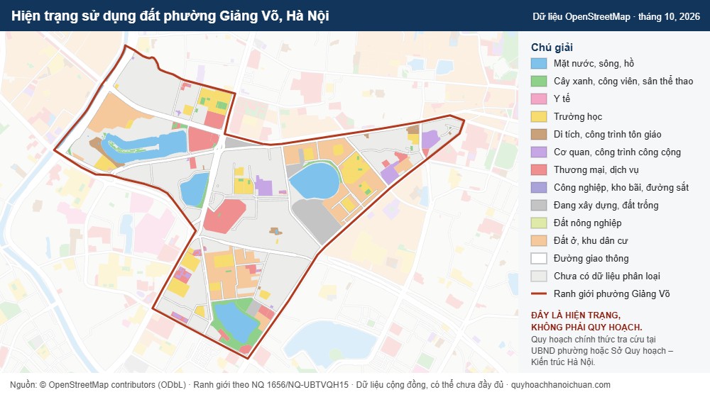 Hiện trạng sử dụng đất phường Giảng Võ, Hà Nội (dữ liệu OpenStreetMap)