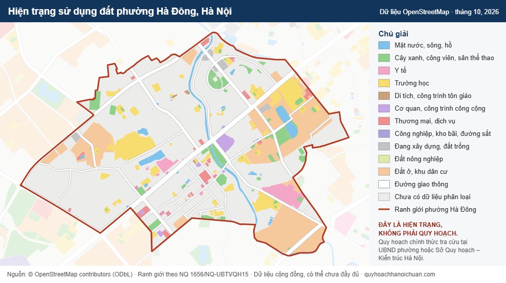 Hiện trạng sử dụng đất phường Hà Đông, Hà Nội (dữ liệu OpenStreetMap)