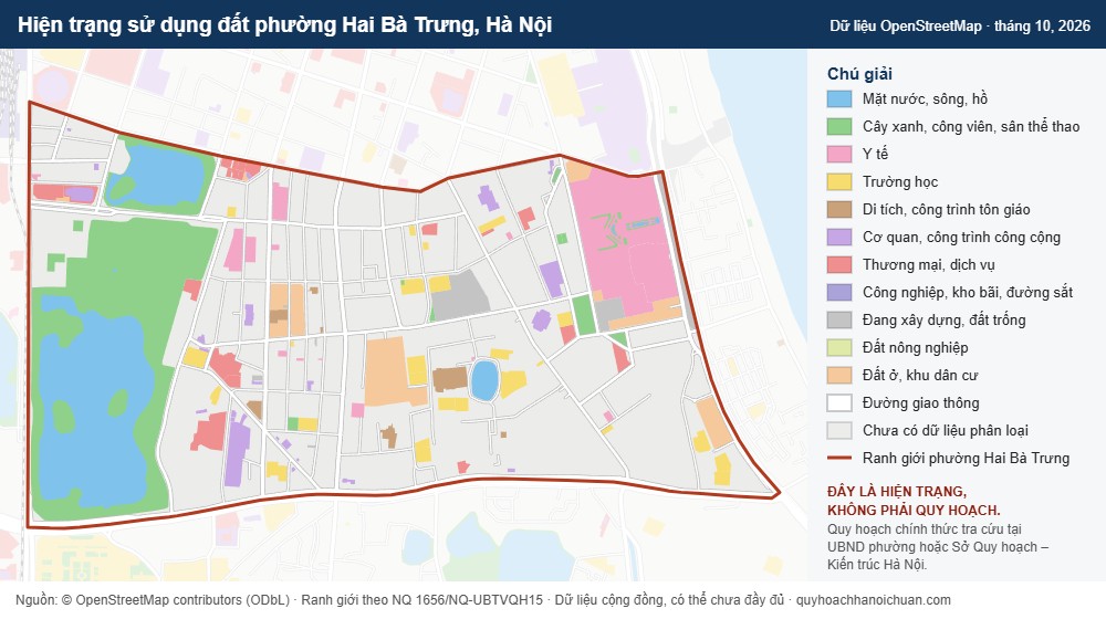 Hiện trạng sử dụng đất phường Hai Bà Trưng, Hà Nội (dữ liệu OpenStreetMap)
