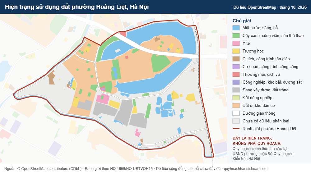 Hiện trạng sử dụng đất phường Hoàng Liệt, Hà Nội (dữ liệu OpenStreetMap)