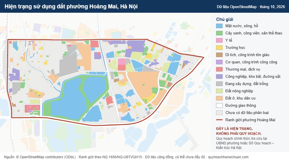 Hiện trạng sử dụng đất phường Hoàng Mai, Hà Nội (dữ liệu OpenStreetMap)