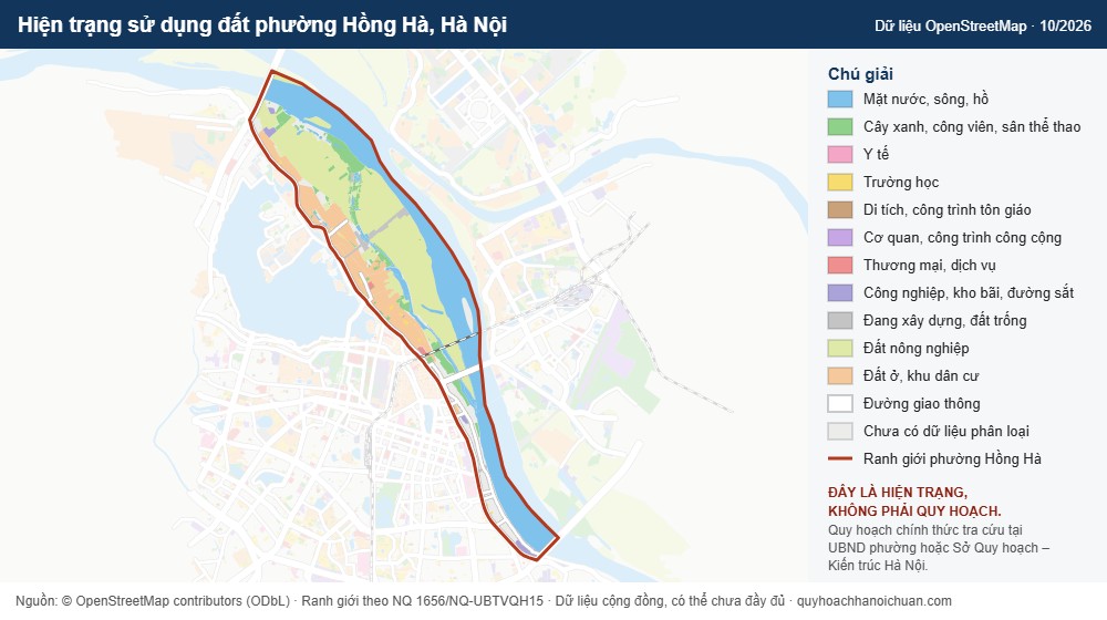 Hiện trạng sử dụng đất phường Hồng Hà, Hà Nội (dữ liệu OpenStreetMap)