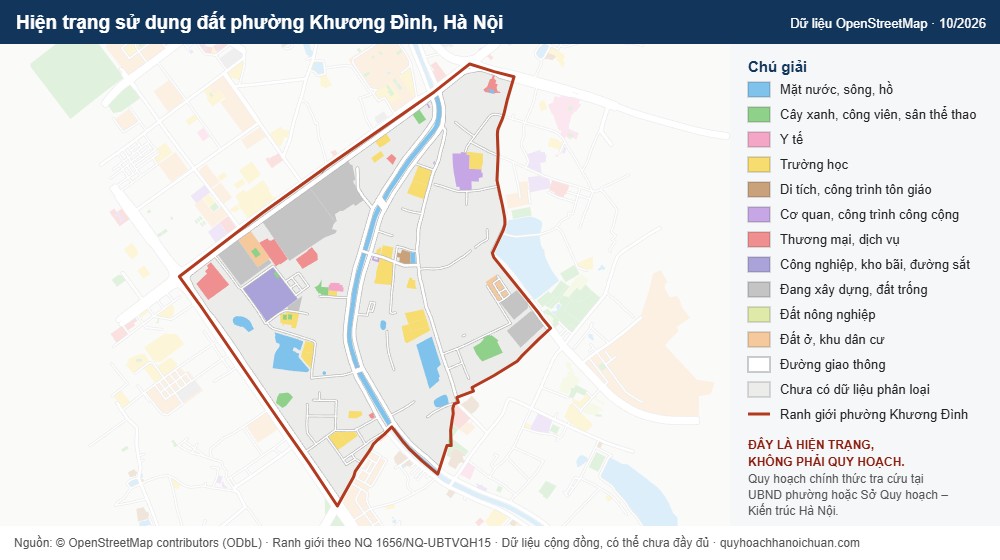 Hiện trạng sử dụng đất phường Khương Đình, Hà Nội (dữ liệu OpenStreetMap)