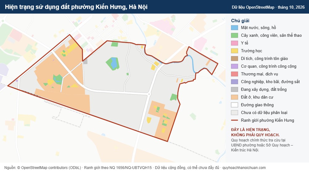 Hiện trạng sử dụng đất phường Kiến Hưng, Hà Nội (dữ liệu OpenStreetMap)